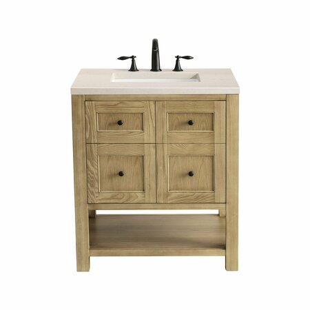 JAMES MARTIN VANITIES Breckenridge 30in Single Vanity, Light Natural Oak w/ 3 CM Eternal Marfil Top 330-V30-LNO-3EMR